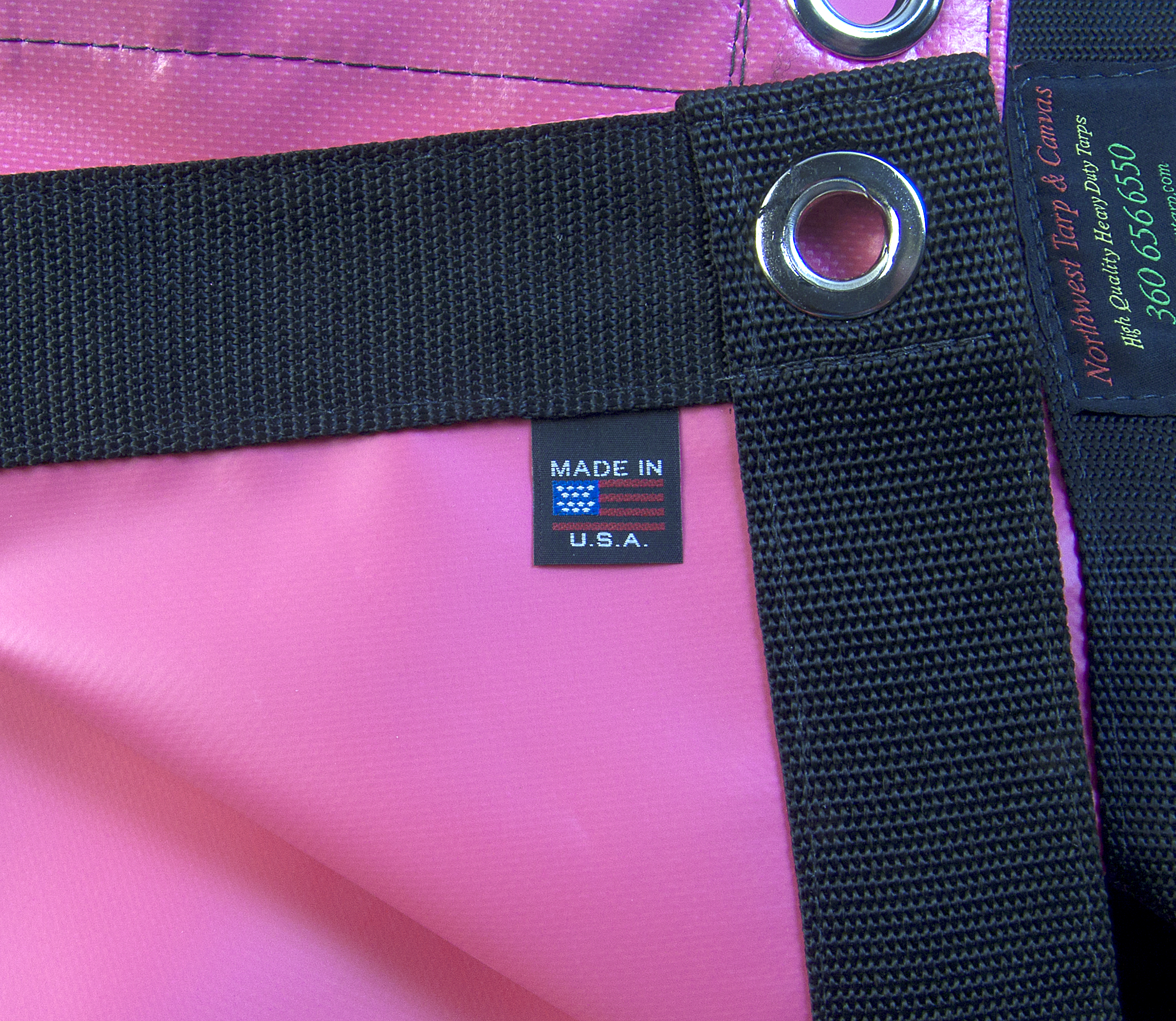Tarp, Heavy Duty, Pink Waterproof, 18 Oz. Vinyl w/ Reinforced